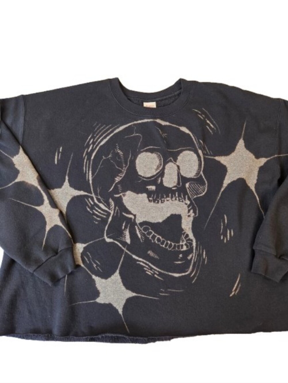 Black Skull Bleach Graphic Sweatshirt Size 2X